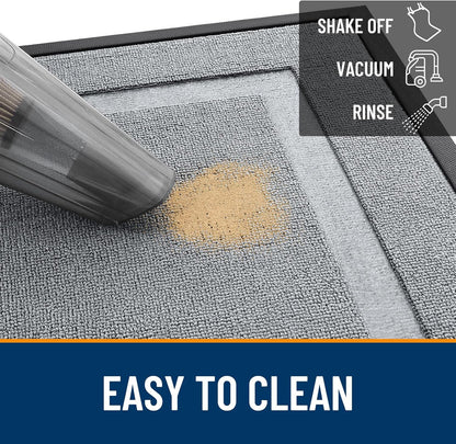 OLANLY Waterproof All-Season Front Door Mat - Sturdy Natural Rubber, Easy Clean, 33x21, Ash Gray