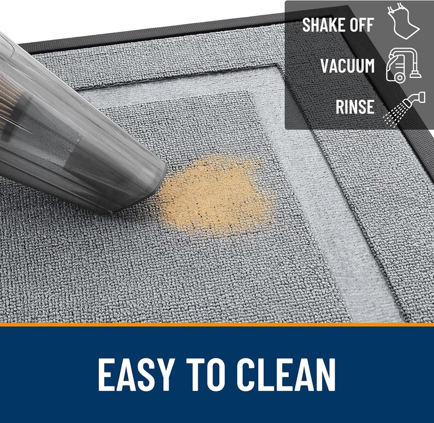 OLANLY Waterproof Front Door Mat - All-Season Natural Rubber Doormat | Easy Clean, Low Profile, 29.5x17, Ash Gray