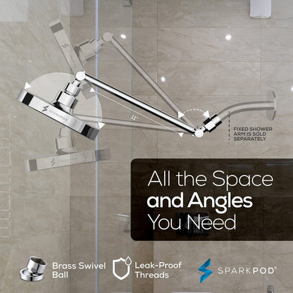SparkPod Round Rain Shower Head with Extension Arm - Height Adjustable Shower Head with High Pressure Performance - Easy 1-Minute Installation (11" Arm Extension, Luxury Polished Chrome)