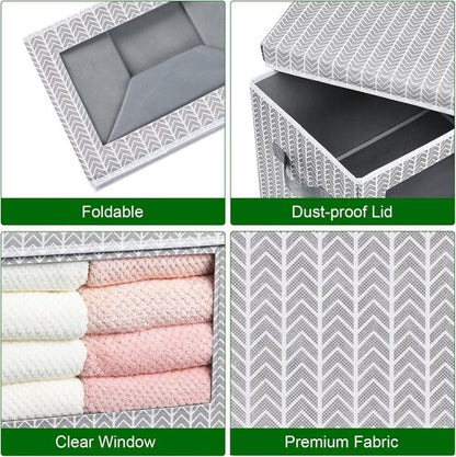 Homsorout Fabric Storage Bins - Collapsible Storage Cubes with Lids & Windows | 4-Pack, Arrow Pattern