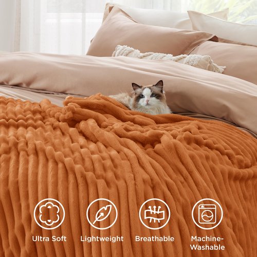 Bedsure GentleSoft Orange Fall Throw Blanket for Couch - Cozy Soft Blankets for Women, Cute Small Fall Throws for Girls, Orange, 50x60 Inches