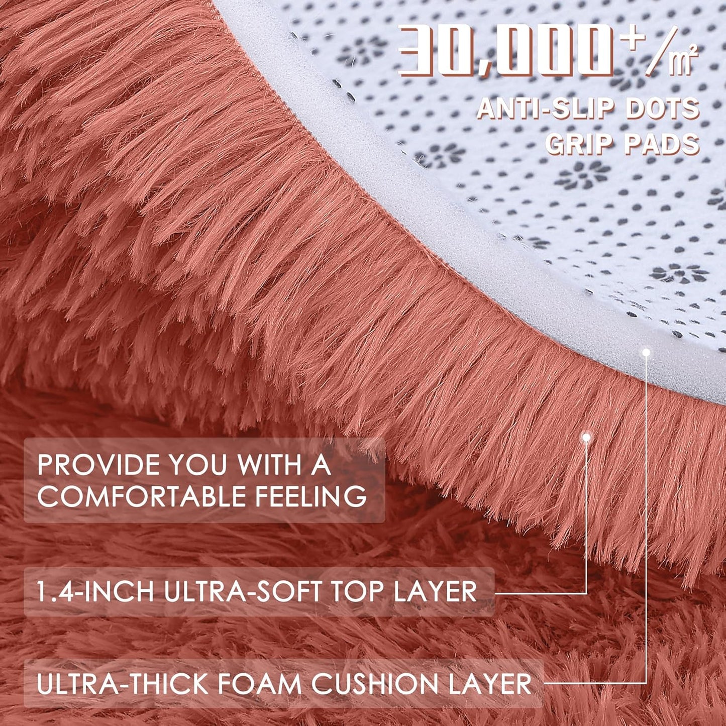 OLANLY Runner Rugs - Soft, Machine Washable Shaggy Carpet for Hallway & Bedroom | Rust Red, 2x8 ft