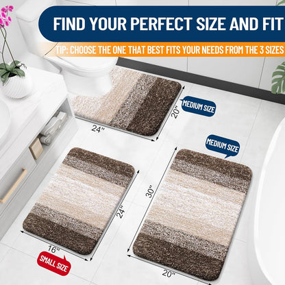 OLANLY Bathroom Runner Rug - Extra Soft Microfiber Mat with Rubber Backing | 47x20 Inches, Quick Dry, Light Brown