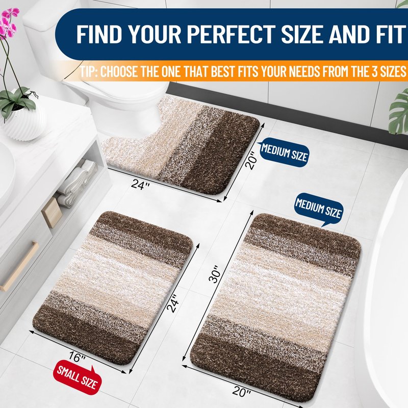 OLANLY Large Bathroom Rugs Mat 45x27, Extra Soft Absorbent Microfiber Bath Rugs, Rubber Backing, Quick Dry, Washable Bath Mats for Bathroom Floor, Tub and Shower, Home Decor Accessories, Light Brown