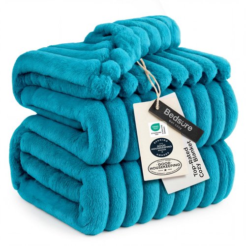 Bedsure GentleSoft Teal Fleece Blanket for Couch - Cozy Soft Blankets for Women, Cute Small Throws for Girls, 108x90 Inches
