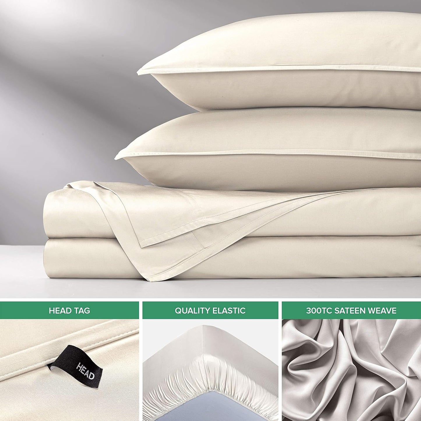 Pure Bamboo Split King Sheets - 100% Organic Viscose Bed Sheet Set, Soft & Cooling, Ivory