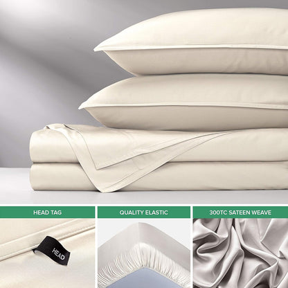 Pure Bamboo Split King Sheets - 100% Organic Viscose Bed Sheet Set, Soft & Cooling, Ivory