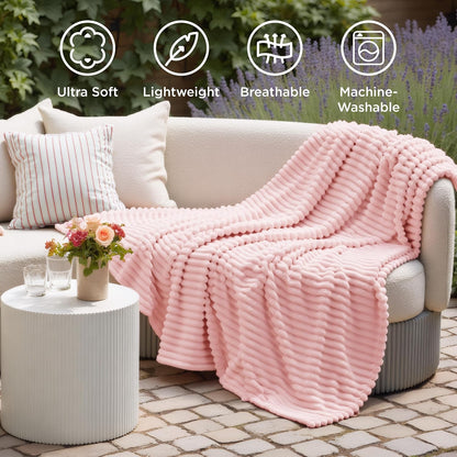 Bedsure GentleSoft Twin Blanket - Super Soft Coral Pink Fleece for Cozy Comfort | 60x80 Inches