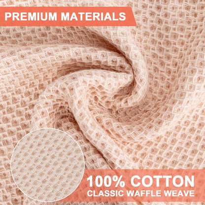 Skiennix 6-Pack Kitchen Dish Cloths - Ultra Soft 100% Cotton Waffle Weave, Quick Drying, 12x12 Inches, Beige