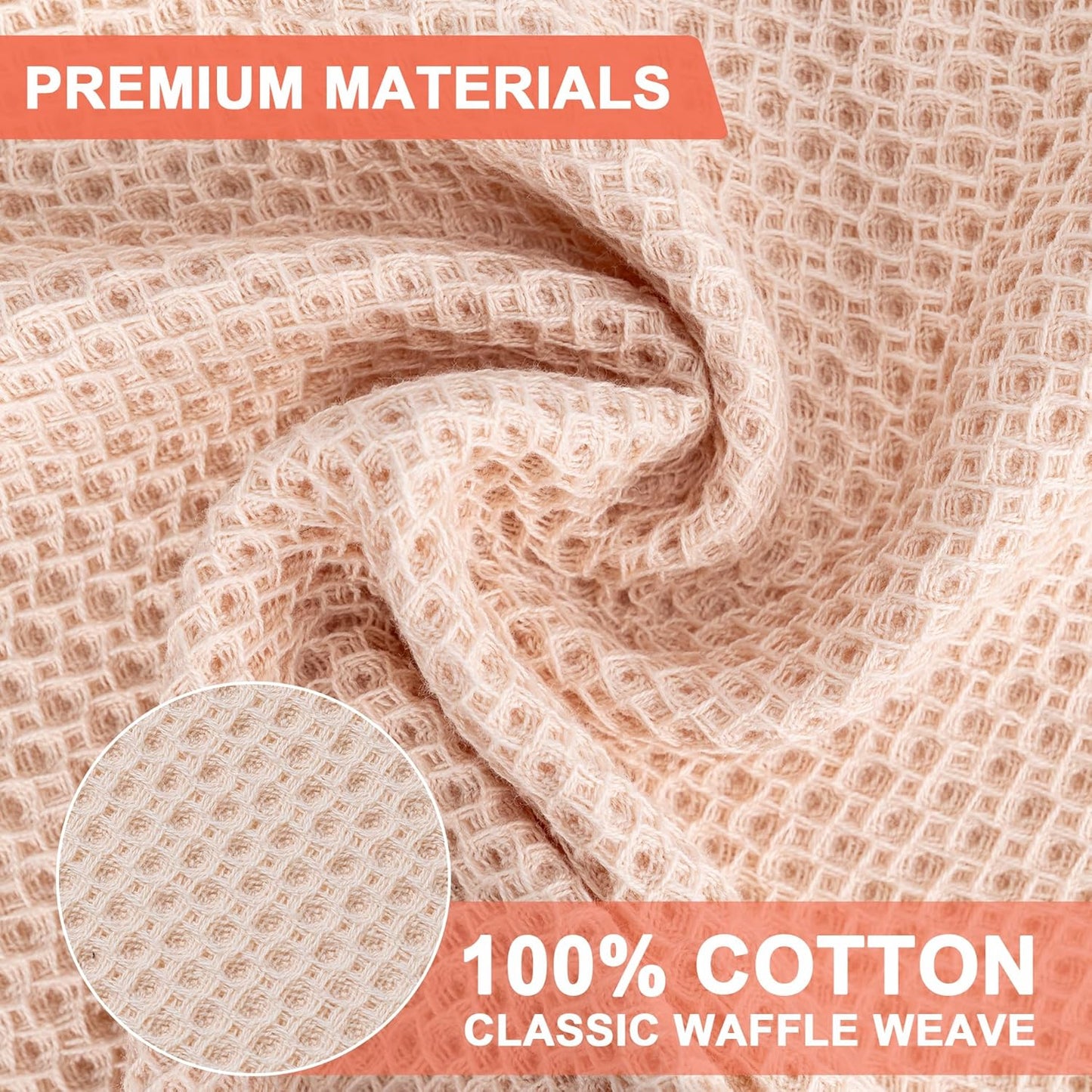 Regine Switzerland 6-Pack Kitchen Dish Cloths - Ultra Soft 100% Cotton Waffle Weave, Quick Drying, 12x12 Inches, Beige
