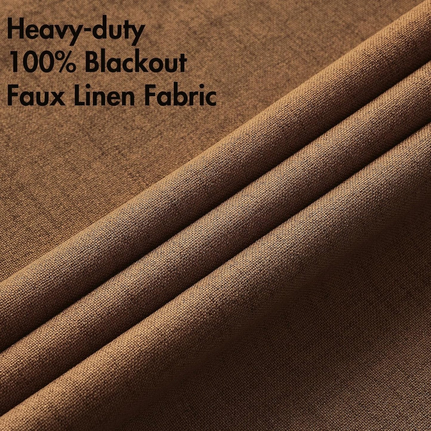 MIULEE 100% Blackout Linen Curtains - Thermal Insulated Brown Grommet Drapes | 52 x 108 Inch (2 Panels)