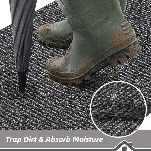BEQHAUSE Dirt Trapper Door Mat - Non-Slip, Washable, Absorbent Entrance Mat | 20" x 48", Charcoal