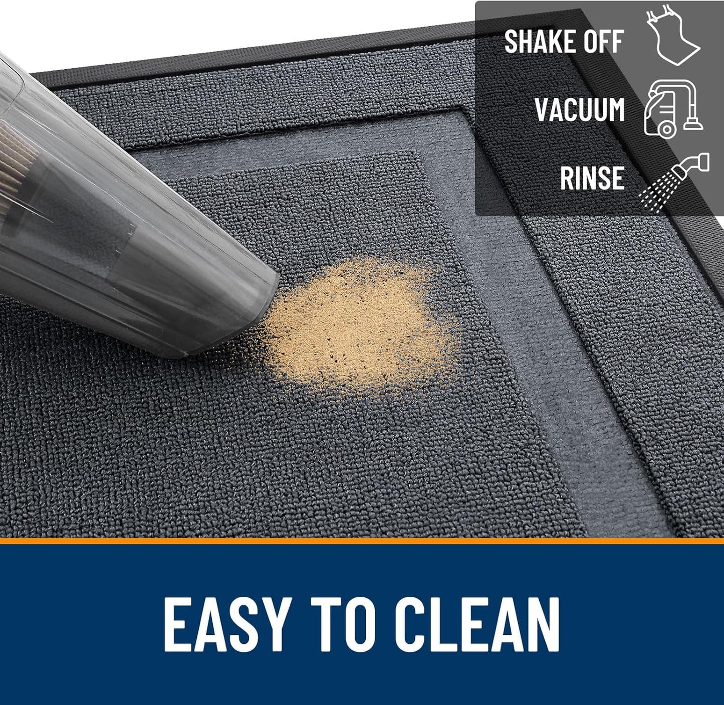 OLANLY Indoor Outdoor Front Door Mat - Waterproof All-Season Doormat, Easy Clean, 59x23, Charcoal Gray