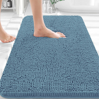 OLANLY Bathroom Rugs - Extra Soft Absorbent Chenille Bath Mats | Quick-Dry, Machine Washable, 36x24, Airy Blue