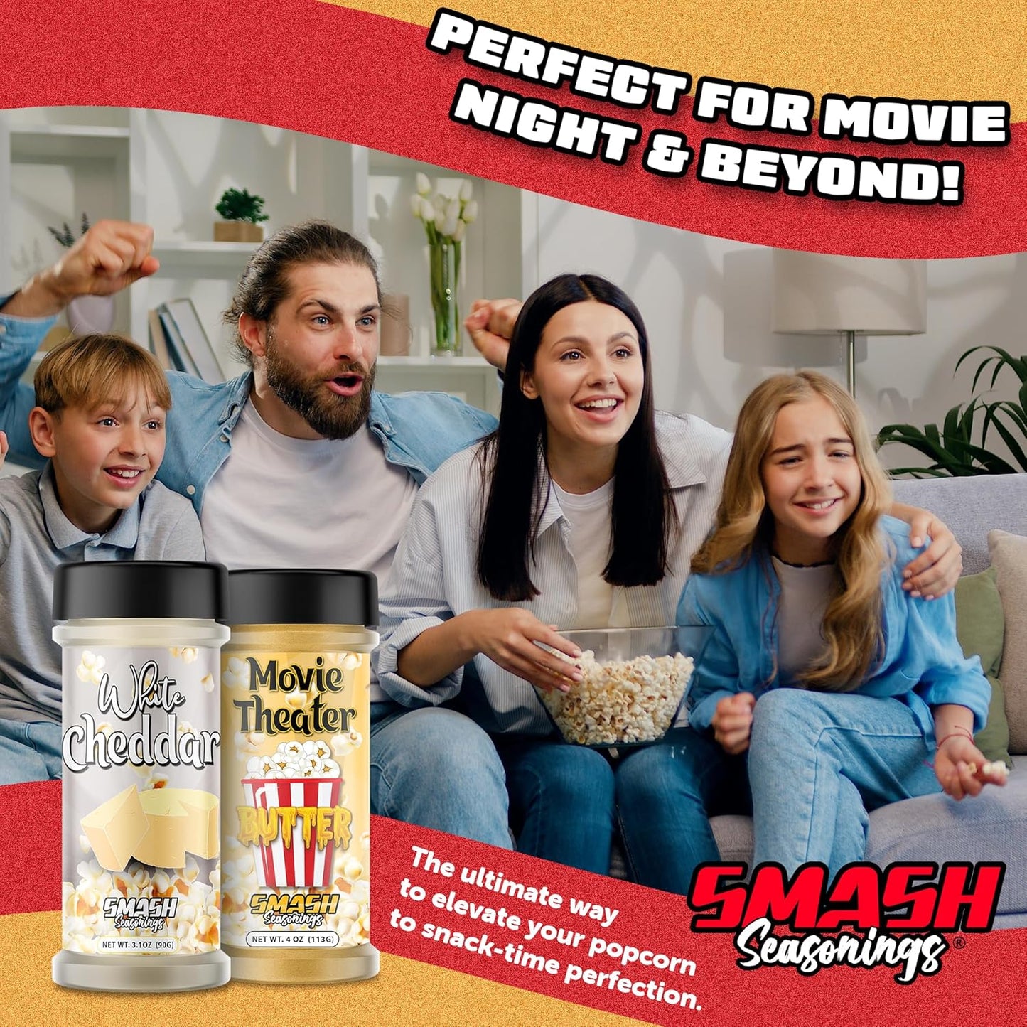 White Cheddar & Movie Theater Butter Popcorn Seasoning Shaker - 2 Pack Flavor Blend for Snacks & Dishes