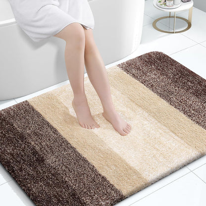 OLANLY Large Bathroom Rugs - Extra Soft Microfiber Mat 47x32 | Quick Dry & Machine Washable, Brown
