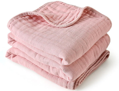 ZPECC Muslin Baby Blanket Thicker, 30x40 Organic Cotton Newborn Receiving Quilt Hypoallergenic for Baby Essentials Swaddle Crib Stroller, Pink