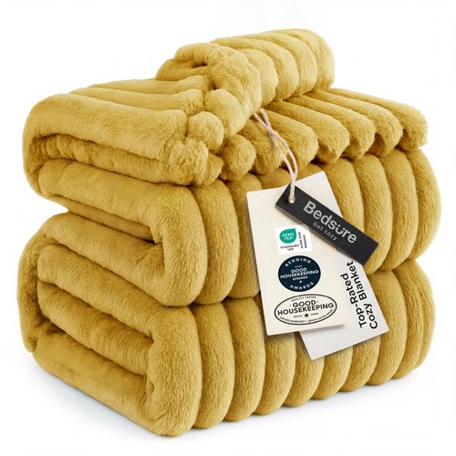 Bedsure GentleSoft Yellow Fleece Blanket for Couch - Cozy Soft Blankets for Women, Cute Small Throws for Girls, 108x90 Inches