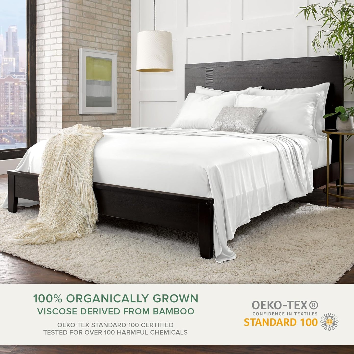 Pure Bamboo King Sheets - 100% Organic Viscose Bed Sheet Set, Soft & Cooling | King Size, White (Pack of 2)