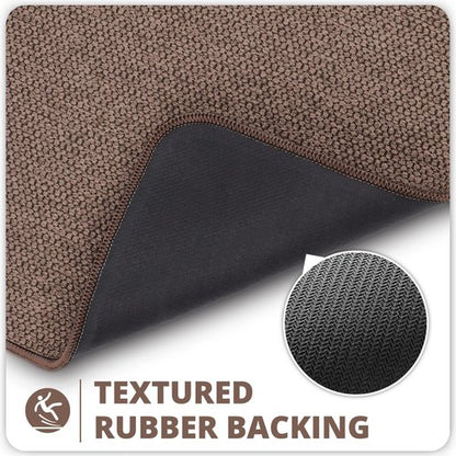 Bath Mat,Ultra Thin Bathroom Rugs,Rubber Bath Mats for Bathroom,No Slip Bath Rugs,Quick Dry,Machine Washable,Low Pile,Absorbent,Shower Outside,Sink,Home Decor Accessories.Brown,1'5"x2'3"(17x27inch)