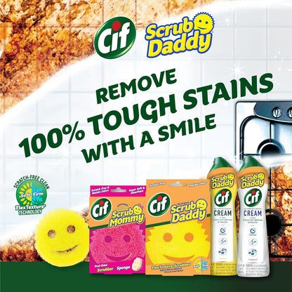 Scrub Daddy Scrub Mommy | Scratch-Free Dual-Sided Kitchen & Bathroom Scrubber + Cif All Purpose Cleaner - Complete Cleaning Supplies Kit