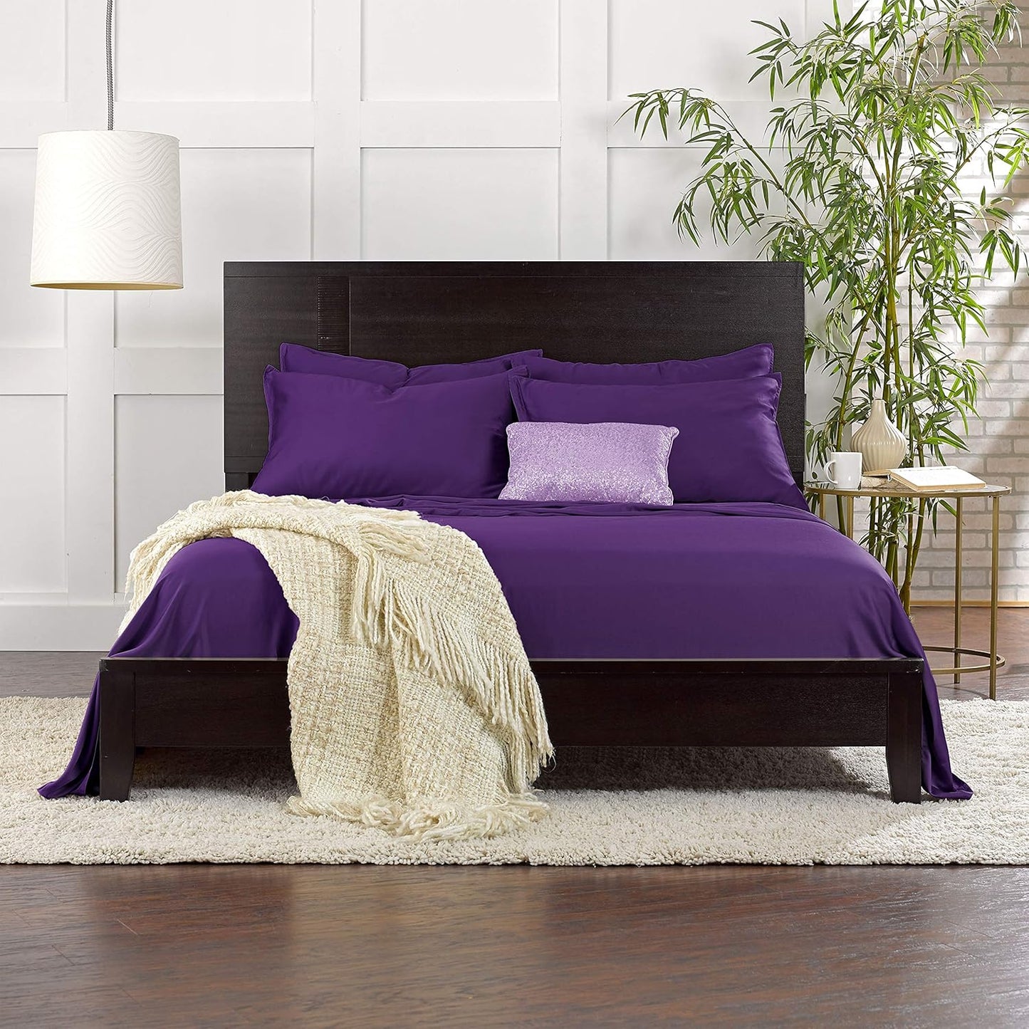 Pure Bamboo Twin Sheets - Luxuriously Soft 100% Organic Viscose Bed Sheet Set | Cooling & Durable (Twin, Purple)