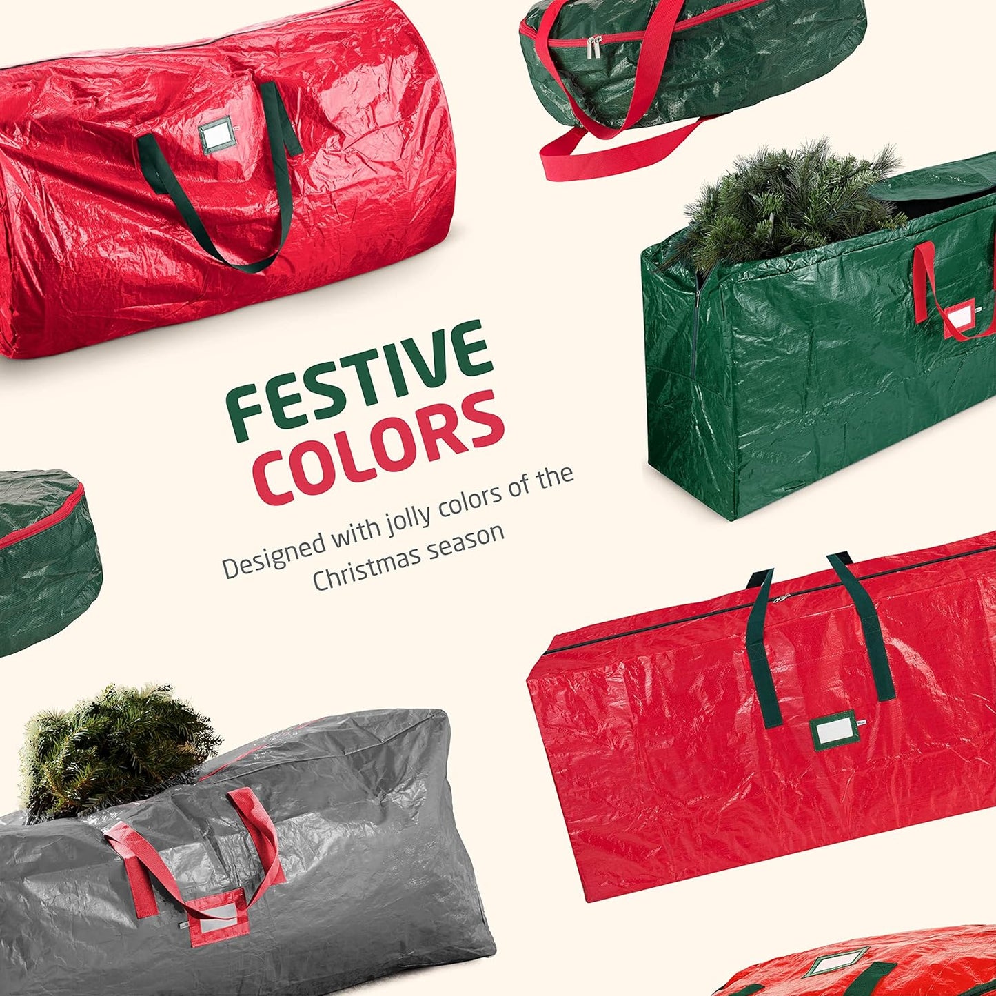 Zober Large Christmas Tree Storage Bag - Waterproof & Durable for 9 Ft Artificial Trees - Gray
