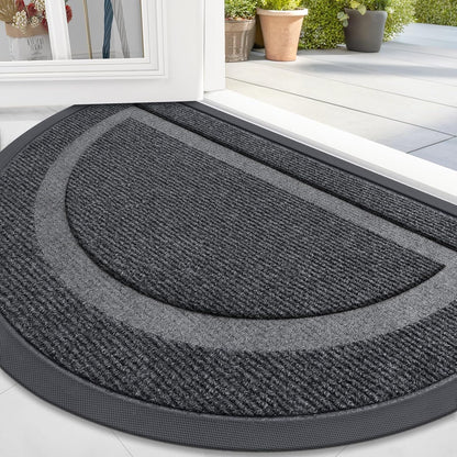 OLANLY Half Circle Door Mat - Waterproof All-Season Welcome Mat | Sturdy Natural Rubber, 59x23, Grey