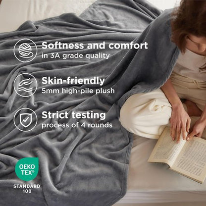 Bedsure GentleSoft Fleece Throw Blanket - XL 300GSM Plush & Cozy for Couch | Grey, 50x70 Inches