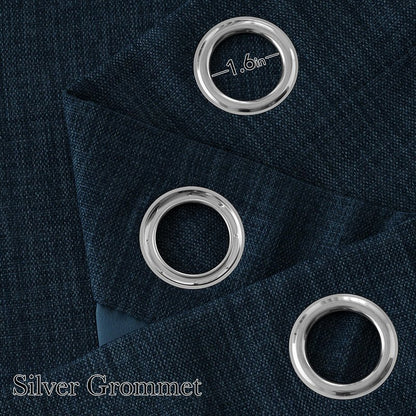 NICETOWN Faux Linen Navy Blue Blackout Curtains 84 inches Long for Living Room - Privacy Panels for Bedroom, Modern Farmhouse Style Easy Care Grommet Top, 2 Panels, W52 by L84