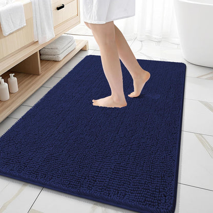 OLANLY Large Bathroom Rugs - Soft Absorbent Chenille Mats | Quick Dry, Machine Washable, 59x35, Twilight Sapphire
