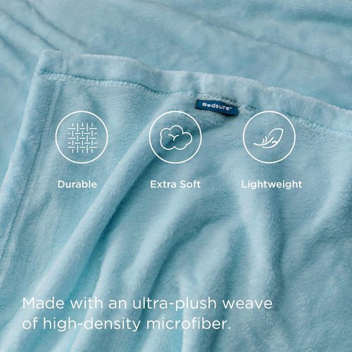 Bedsure GentleSoft Fleece Throw Blanket - Cozy Lightweight Plush Blanket for Couch, River Blue, 50x70 Inches