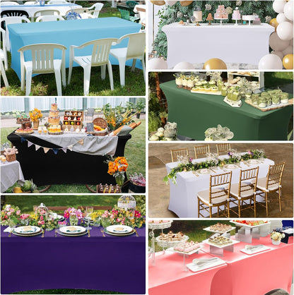Obstal 6 Pack Stretch Spandex Table Covers - Fitted 6 FT Rectangular Tablecloths for Weddings & Parties | Aqua, 72" L x 30" W x 30" H
