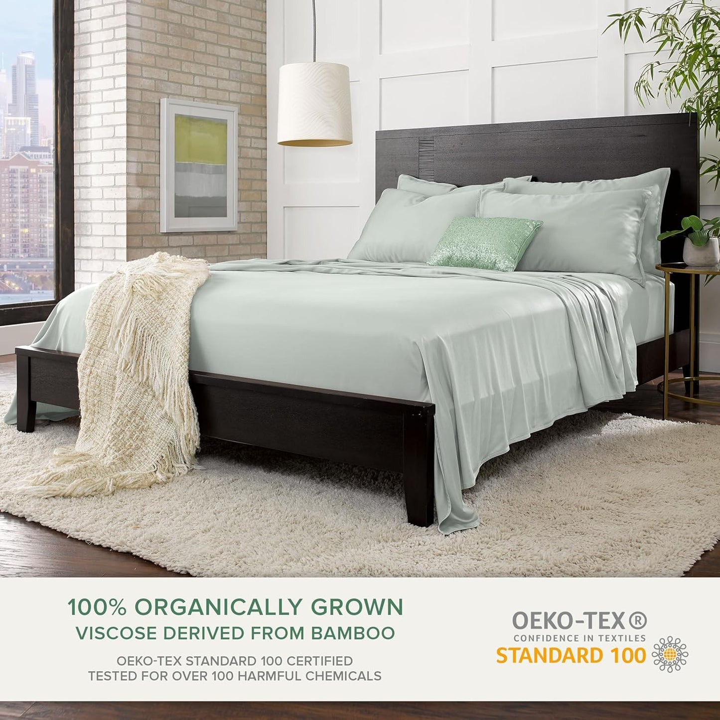Pure Bamboo King Sheets - Luxuriously Soft & Cooling 100% Organic Viscose Bed Set | Sea Glass Color (Pack of 2)