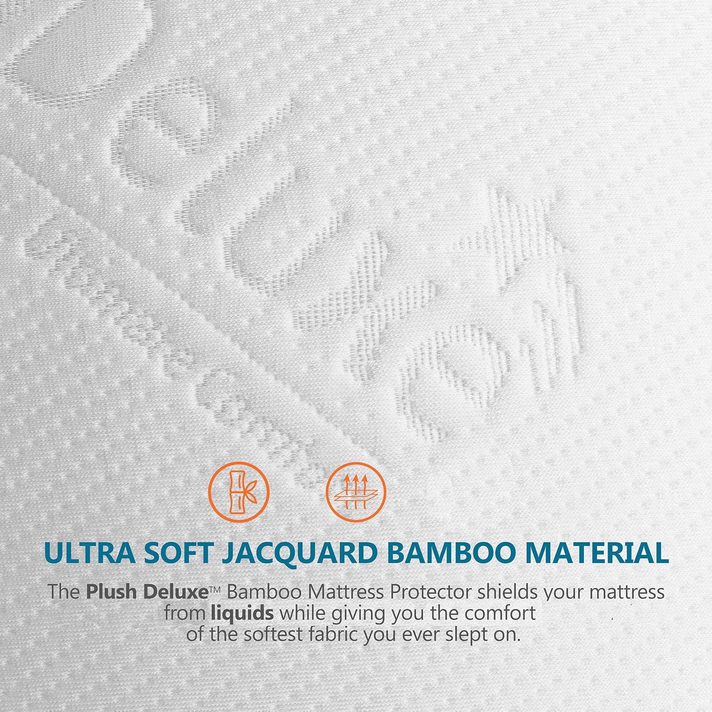 PlushDeluxe Premium Bamboo Mattress Protector - Waterproof, Ultra Soft & Breathable Twin Size Cover - White