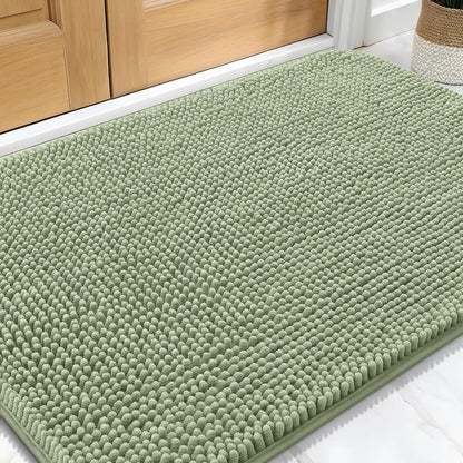 OLANLY Dog Door Mat - Absorbent Non-Slip Mud Mat for Indoor Use | Quick Dry Chenille, 32x20, Sage Green
