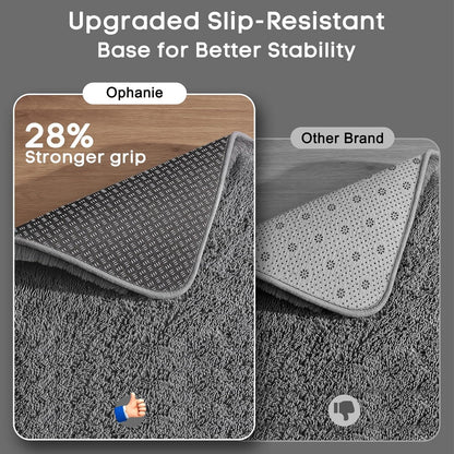 Ophanie Small Grey Area Rug - Fluffy Non-Slip Bedroom Carpet | 2x3 Mini Mat for Home Decor