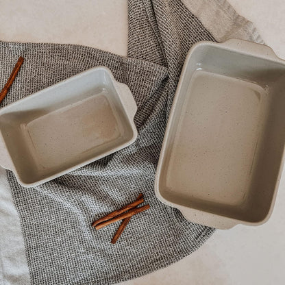 Mora | Ceramic Baking Dishes Set of 2 - Versatile Casserole & Loaf Pans, 7x11 in, Grey Porcelain