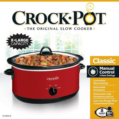 Crock-Pot 8 Quart Express Slow Cooker - Versatile Red Multi-Cooker for Easy Meal Prep