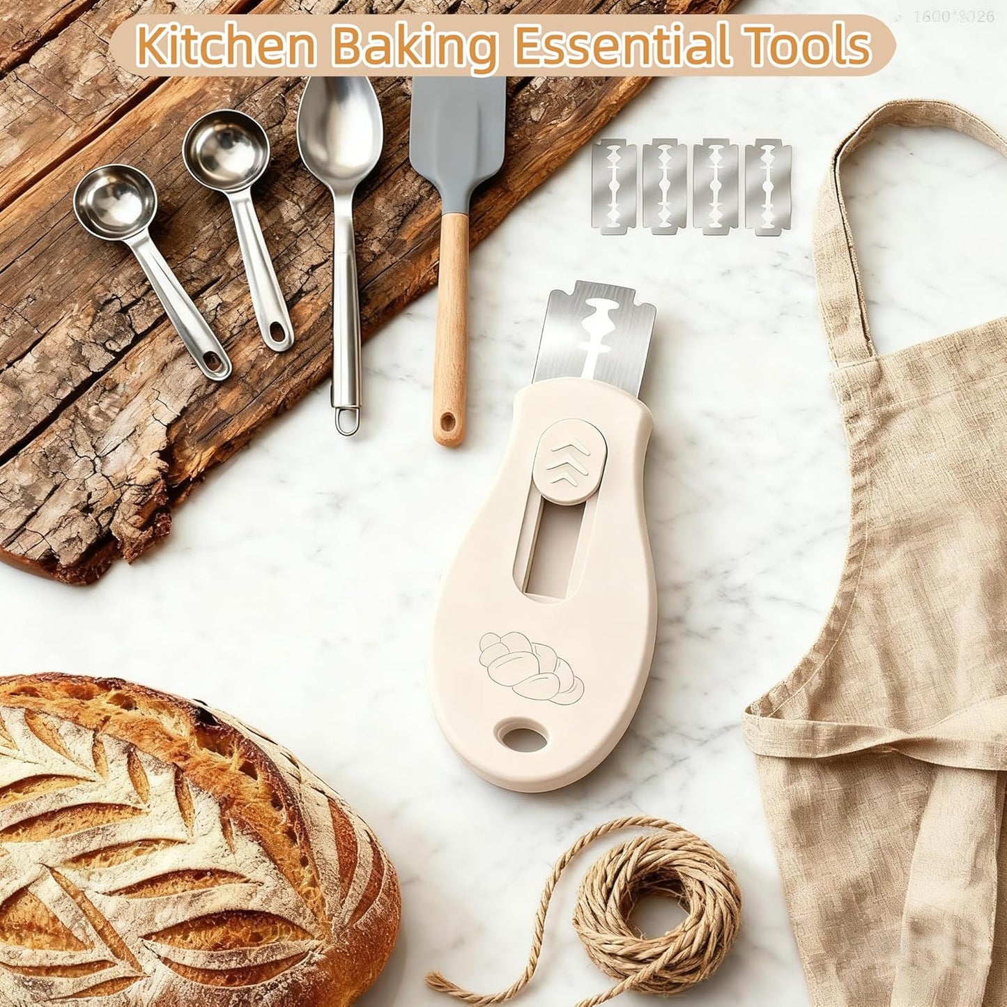 Skiennix Bread Lame - Sourdough Scoring Tool with Extractable Magnetic Design | Includes 5 Razor Blades, Beige