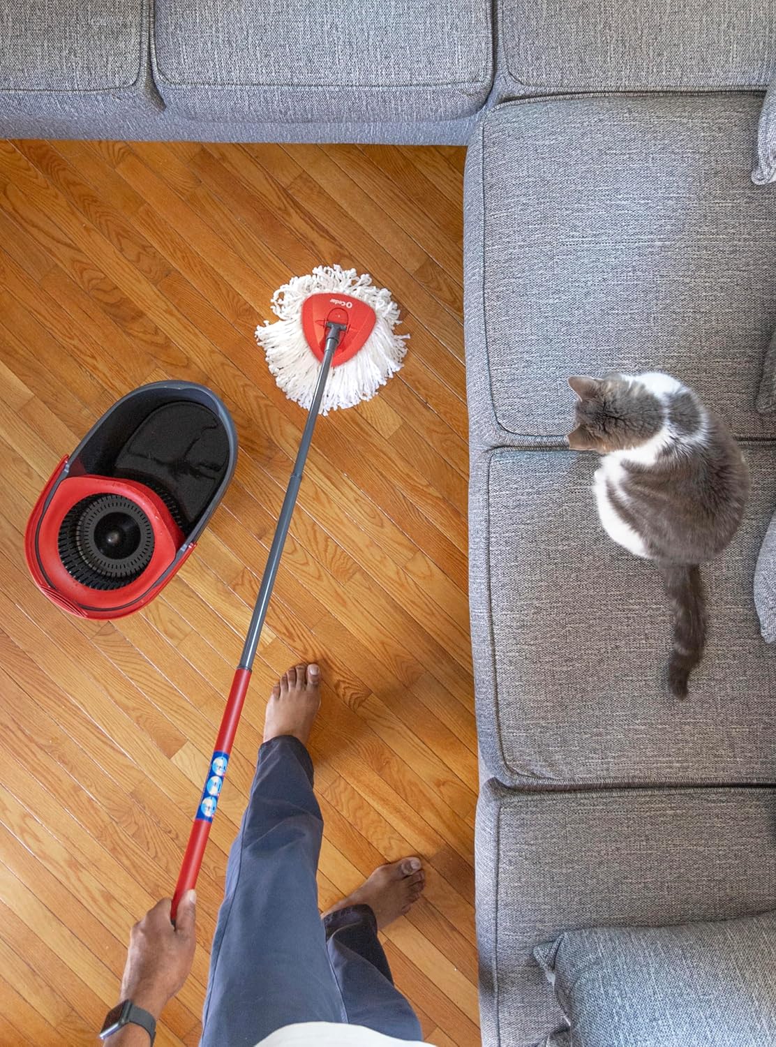 O-Cedar EasyWring Microfiber Spin Mop - Complete Floor Cleaning System with 4 Extra Refills
