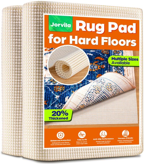 Jorvila Non-Slip Rug Pad Gripper 2x3 Feet, Anti Skid Mat for Under Area Rugs, Keeps Rugs in Position and Safe, Thick Cushioned Carpet Pad for Hardwood Floors Protection