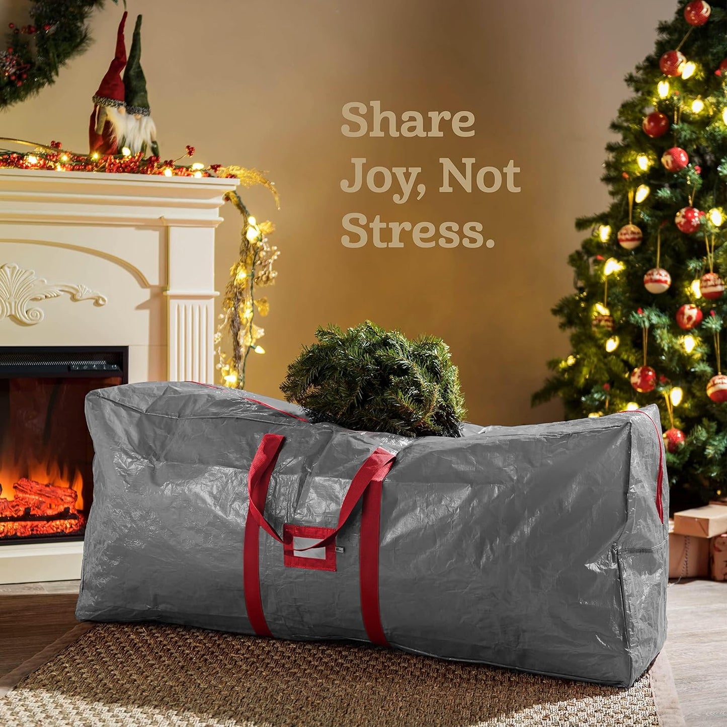 Zober Christmas Tree Storage Bag - Waterproof & Durable for 7.5 Ft Artificial Trees - Gray with Label Card Slot
