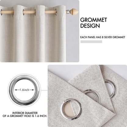 MIULEE Blackout Linen Textured Curtains - Thermal Insulated Room Darkening Drapes, Ivory, 42 x 90 Inch (2 Panels)