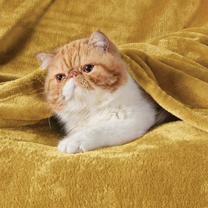 Bedsure GentleSoft Fleece Blanket - King Size Gold Yellow, Soft & Lightweight Plush Microfiber, 108x90 Inches