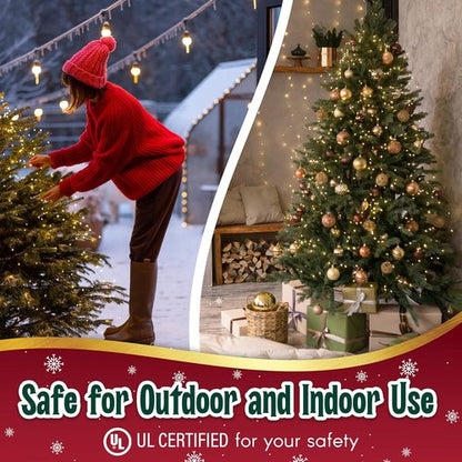 Clear Warm White Christmas Tree Lights - 35 Mini Bulbs with Multifunctional Modes | 6.3 ft String for Indoor & Outdoor Decor