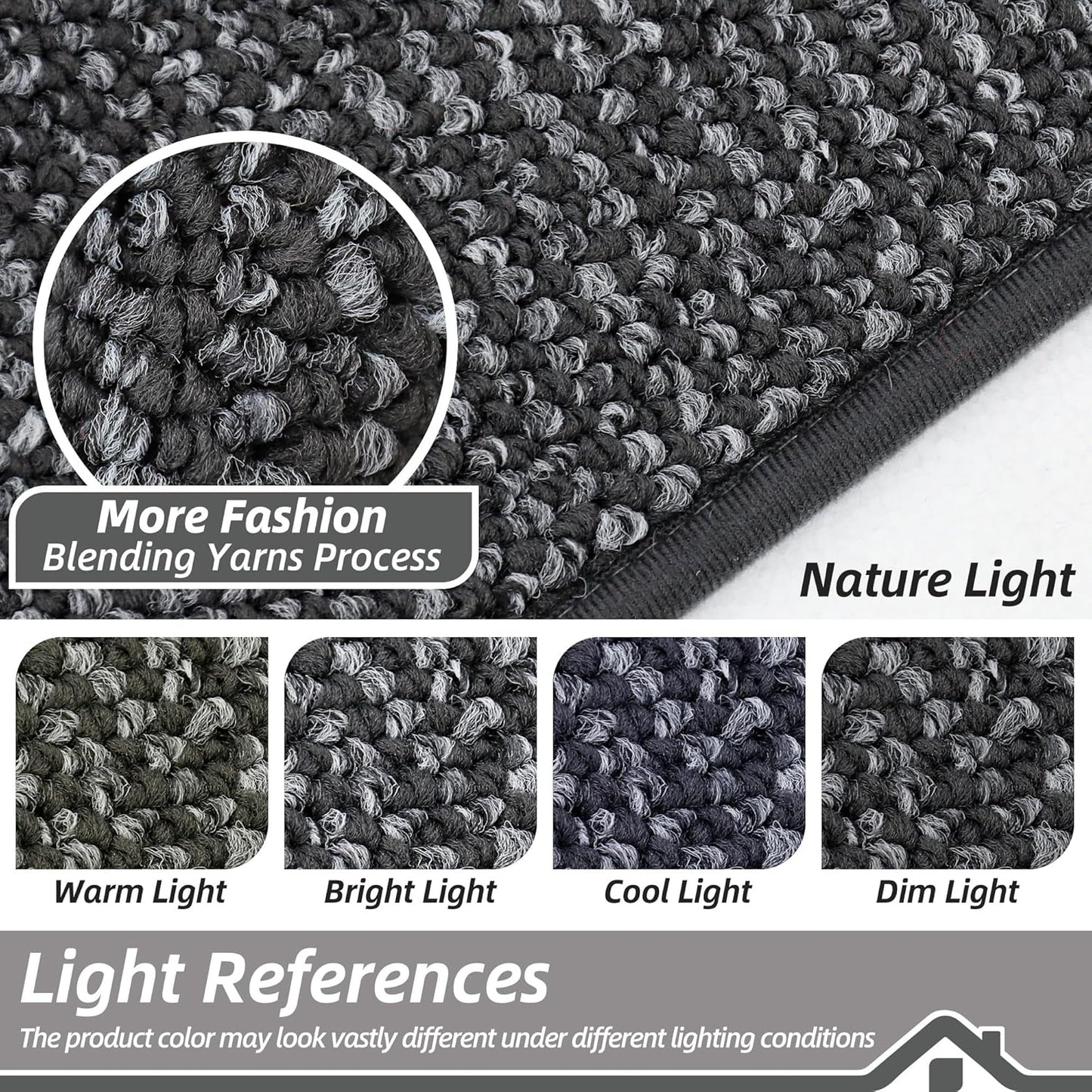 BEQHAUSE Dirt Trapper Door Mat - Non-Slip, Washable Entryway Rug | 17" x 30", Charcoal Color