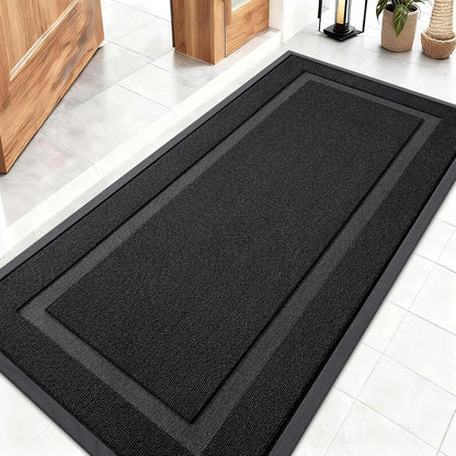 OLANLY Waterproof Front Door Mat | All-Season Indoor Outdoor Doormat, Easy Clean, 47x23, Jet Black
