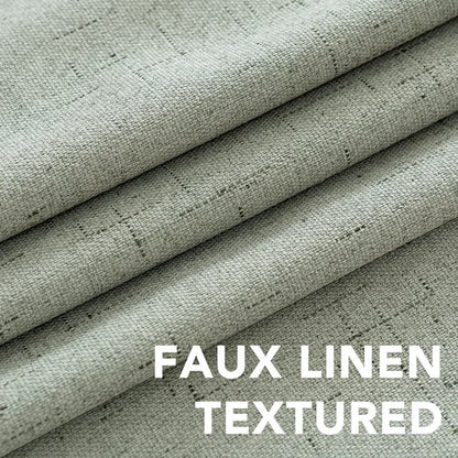 H.VERSAILTEX Linen Blackout Curtains 72 Inches Long 100% Absolutely Blackout Thermal Insulated Textured Linen Look Curtain Draperies Anti-Rust Grommet, Energy Saving with White Liner, 2 Panels, Sage