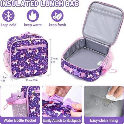 Fimibuke Kids Bento Lunch Box - Leakproof & Insulated 8.5OZ Food Jar | BPA-Free, Dishwasher Safe, 3-4 Compartments